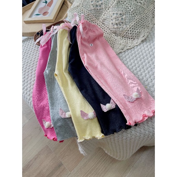 Quần legging,quần cotton dài đính nơ xinh xắn cho bé gái
