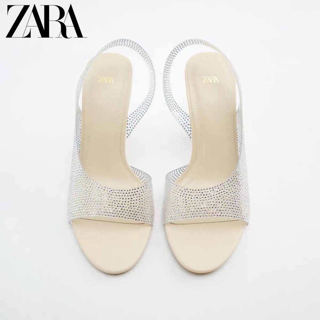 Zara Xăng đan Cao Gót Bằng Nhựa Màu Be Sáng Phong Cách Pháp Thời Trang Mùa Hè Cho Nữ