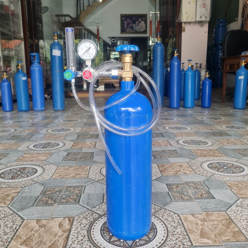 Bình oxy 5lít trọn bộ đóng gói cá cảnh và các loại hải sản
