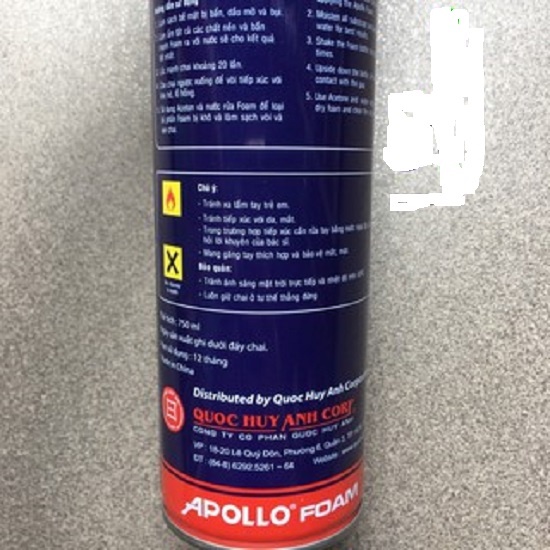 Chai bọt xốp cách âm, cách nhiệt APOLLO Foam 750ml dùng tốt cho tủ lanh -keo bọt xịt