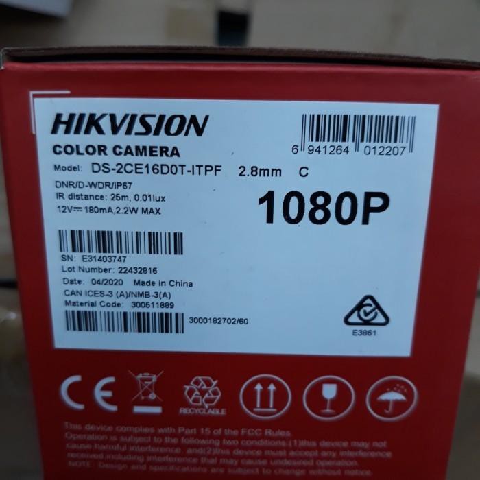 Camera An Ninh Hikvision 2mp Ds-2Ce16Dot-Irpf