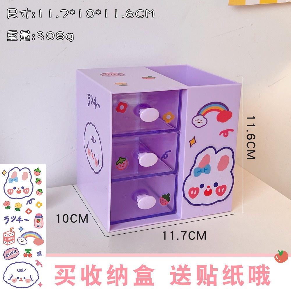 Tủ mini 3 tầng 1 ngăn ống bút xinh xắn đáng yêu đựng sticker washi tape phụ kiện để bàn học tập văn phòng hottrend decor