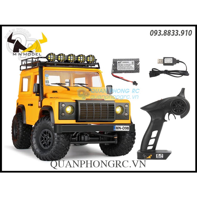 Xe Điều Khiển MN98 1:12 2.4G 4WD Defender Off-Road Rock Crawler With LED