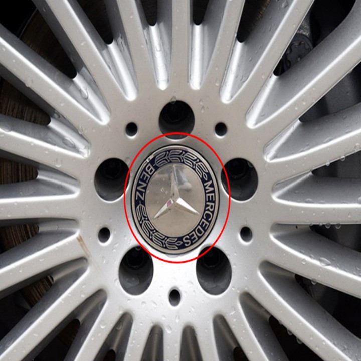 1 Logo chụp mâm, vành bánh xe ô tô Mercedes Benz Đường kính 75mm - Mã MDE75-1