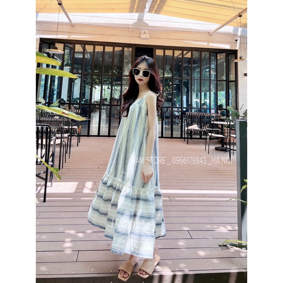 Váy kẻ hai dây đuôi cá