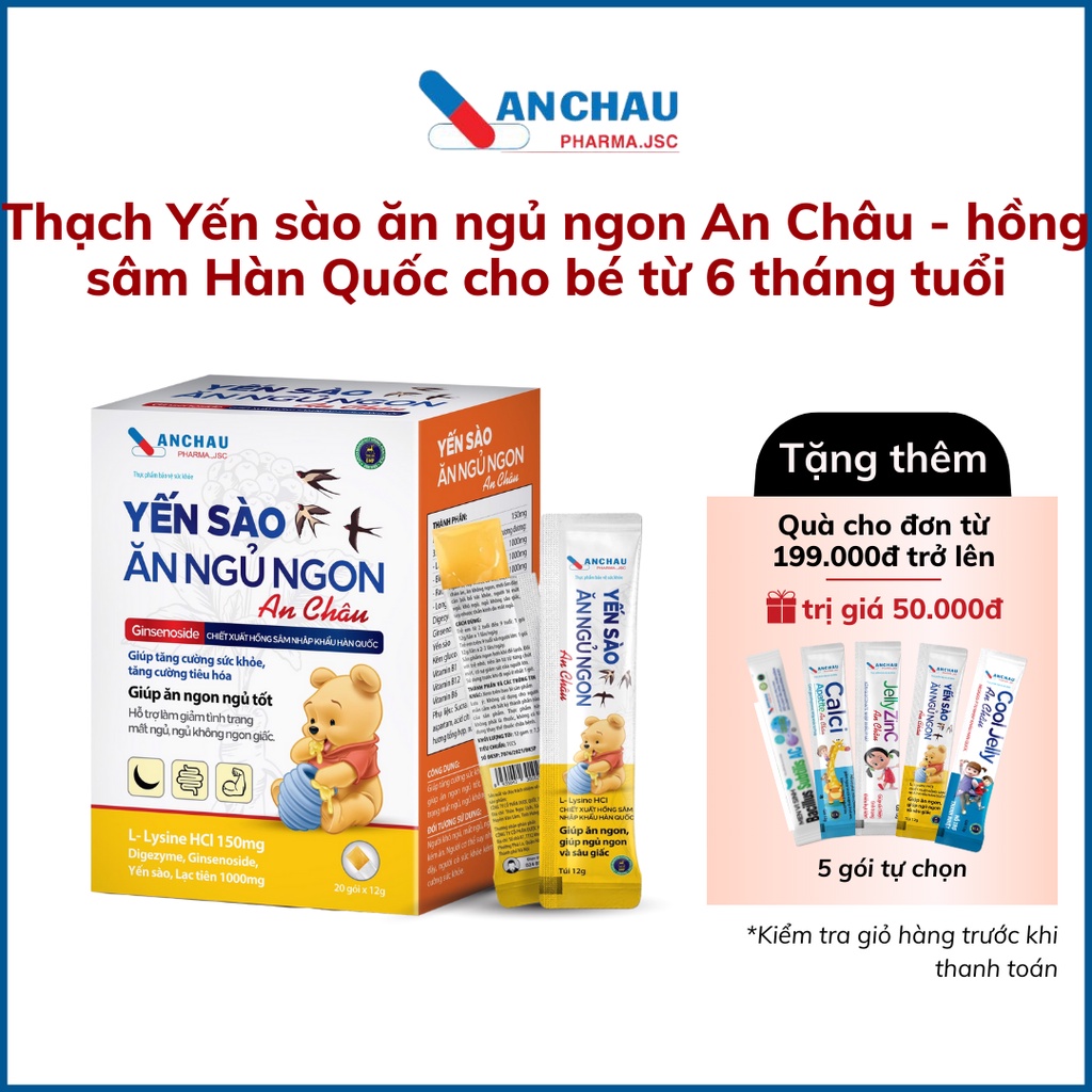 Yến sào thạch ăn ngon cho bé YẾN SÀO ĂN NGỦ NGON hồng sâm ăn sẵn kích thích ăn ngon, hấp thu cho bé biếng ăn - An Châu 3