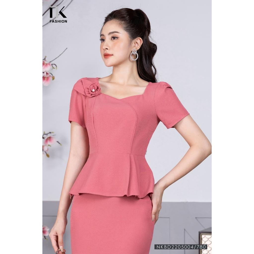 Set Áo Peplum Cổ Chữ U Kèm Chân Váy Bút Chì NK Fashion Dáng Công Sở, Chất Vải Nhập Hàn Dày Dặn Mềm Mát NKBD2205004