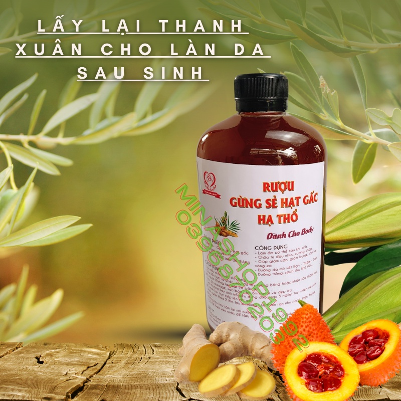 [Loại không vàng da] R ƯỢU GỪNG HẠT GẤC HẠ THỔ  500ML – Dành cho phụ nữ đi làm sớm, thành phần không chứa nghệ
