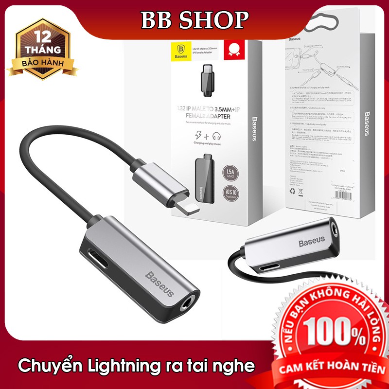 Bộ chuyển cổng Lightning sang Audio 3.5mm + Lightning tích hợp Baseus L32 cho iPhone 7/ 8/ iPhone X