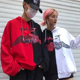 Mẫu áo hoodie nỉ angel phối 2 màu