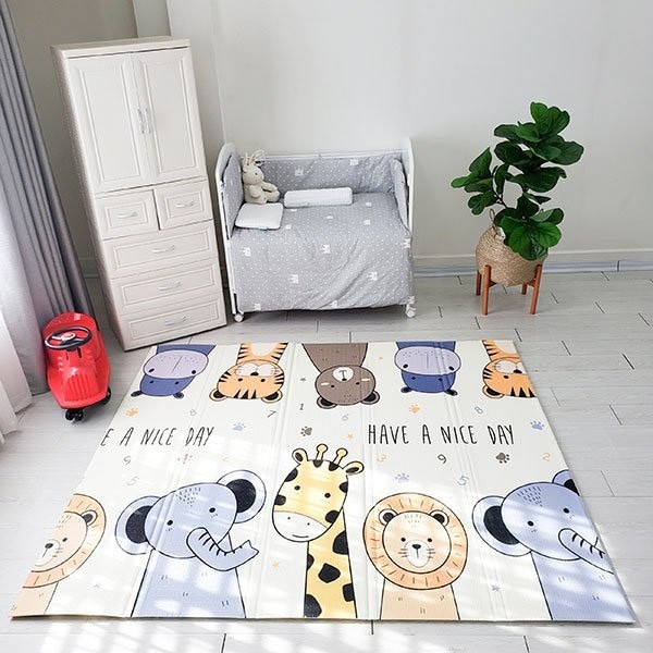 Thảm Xốp XPE Chống Thấm 1m8 x 2m Cao Cấp Gấp Gọn, Thảm Trải Sàn Hình Cute Cho Bé Tập Chơi