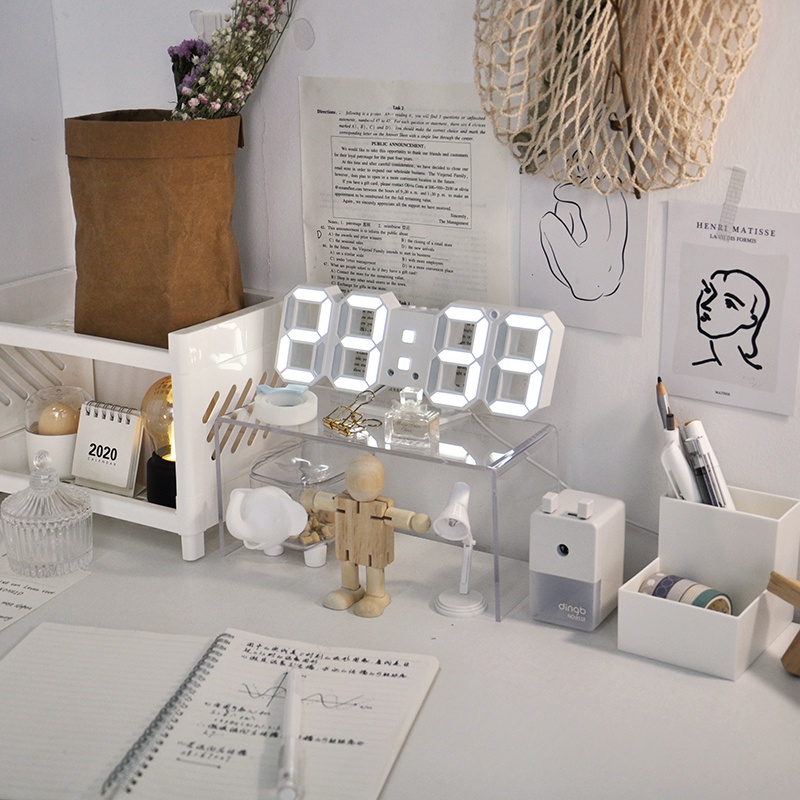 Đồng hồ LED 3D treo tường, để bàn thông minh TN828 Smart Clock phong cách Hàn Quốc [Tặng kèm dây cáp]