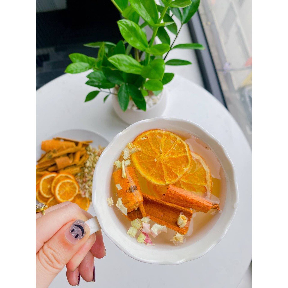 Trà Detox Giảm Cân, Trà Thảo Mộc Giúp Thải Độc, Đẹp Da gồm Cam, Quế, Sả - gói 10gr