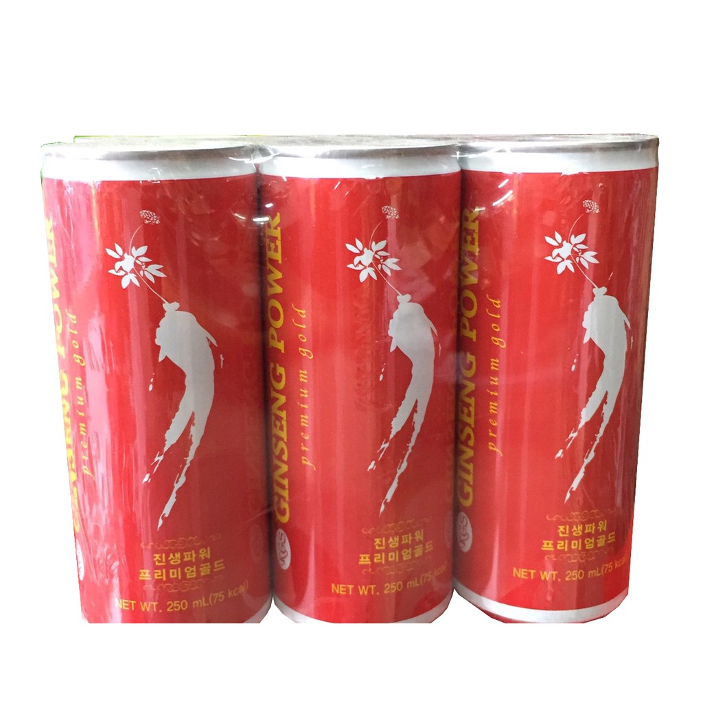 Lốc 6 lon nước tăng lực hồng sâm-Ginseng Power Premium Gold KGS Hàn Quốc 250ml, nước hồng sâm 6 năm, PP Sâm Yến Thaí An