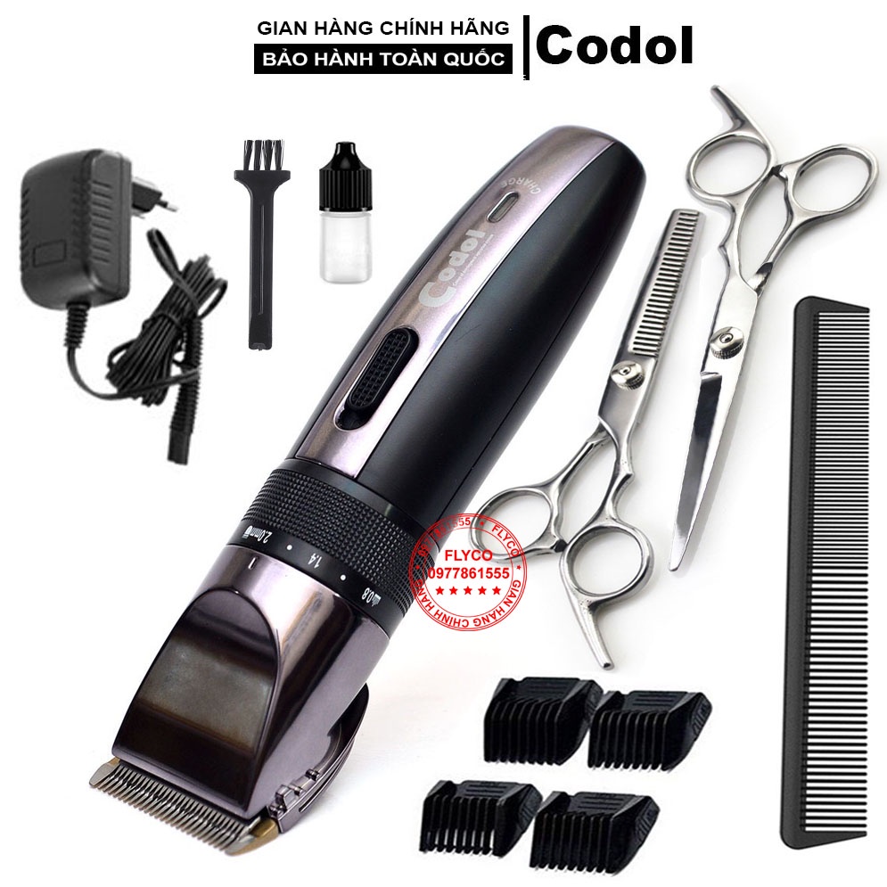 Tông Đơ Cắt Tóc Gia Đình, Salon Chuyên Nghiệp CODOL - 531 Tặng Kèm Lược Kéo INOX Cắt Tỉa, Máy Hớt Tóc Đa Năng Không Dây