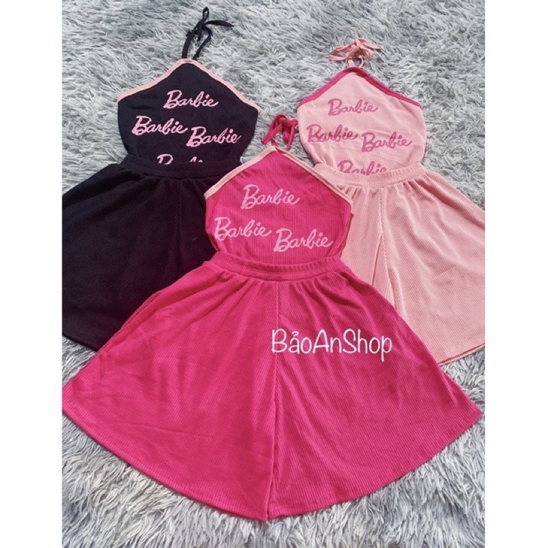 Sét bộ nữ quần đùi bèo lưng thun phối áo dây bèo croptop chất vải Borip