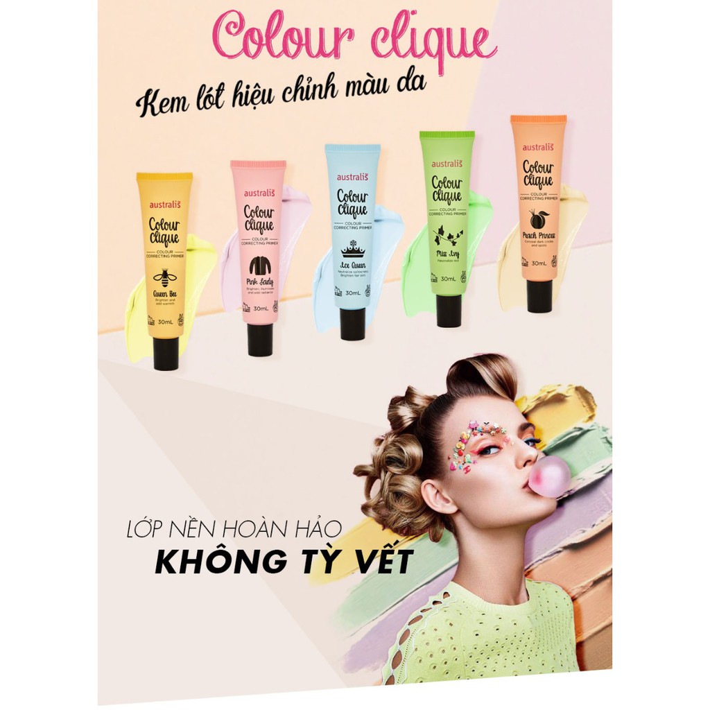 Kem Lót Hiệu Chỉnh Màu Da Australis Colour Clique CC Primer 30ml