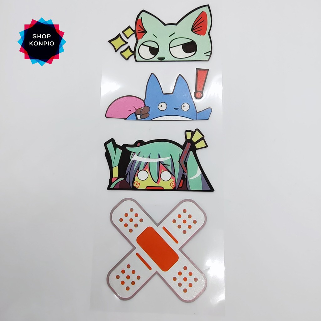 Bộ Tem Sticker Phản Quang Hình Con Mèo Cao Cấp Dán Xe Máy, Ô Tô, Mũ Bảo Hiểm, Chống Thấm Nước, Chống Bay Màu