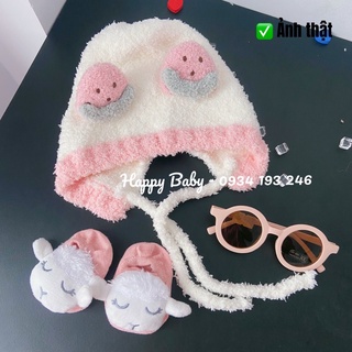 Set 3 món (mũ len, tất, mắt kính) dễ thương cho bé trai, bé gái