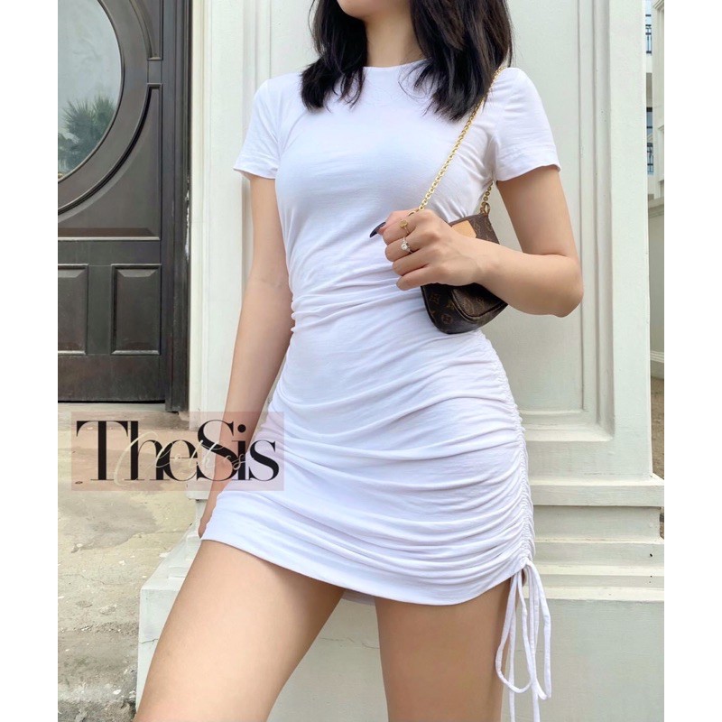 Đầm body tay ngắn dây rút D10