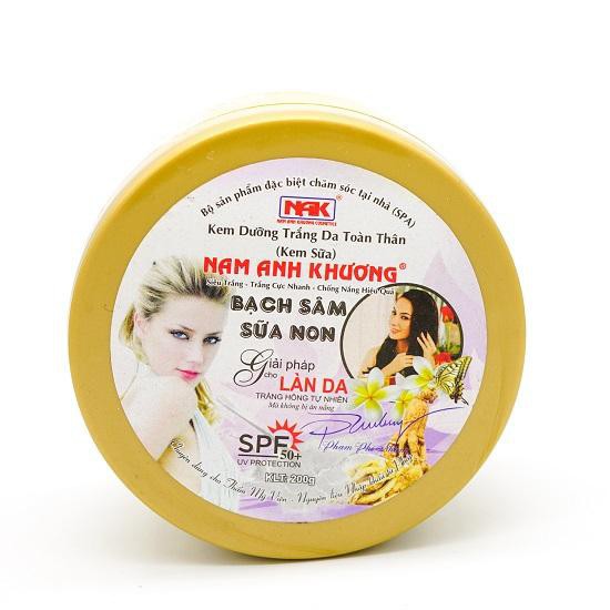 [Chăm sóc cơ thể] Kem dưỡng trắng da toàn thân Bạch Sâm - Sữa non Nam Anh Khương (200g) [Ms1298]