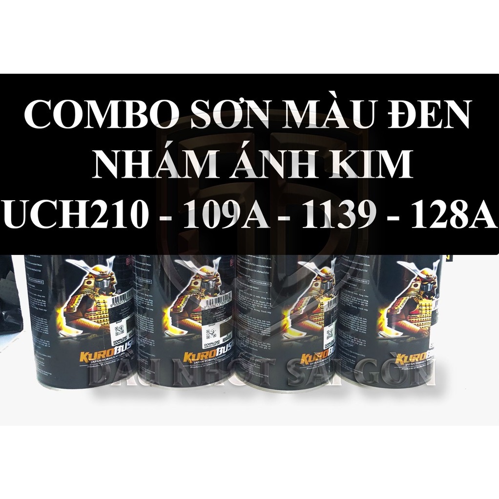 [ COMBO 4 CHAI ]Sơn xịt Samurai màu nhám đen nhánh lấp lánh ánh kim UCH210 - 109A - 1139 - 128A