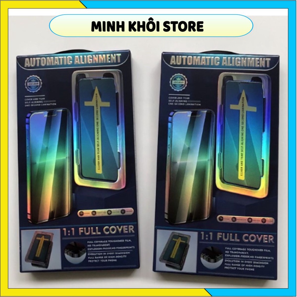 Kính cường lực tự dán Blue arrow full màn cho iphone , viền đen siêu mỏng, tĩnh điện chống bám bụi khi dán