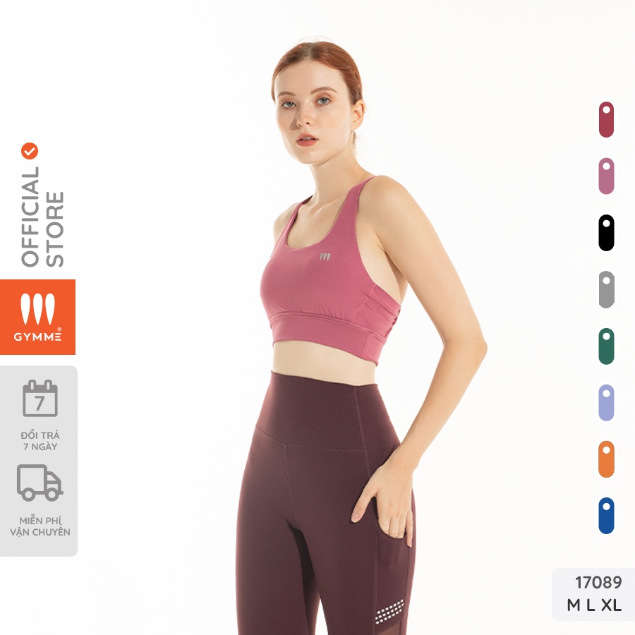 GYMME Áo tập gym yoga nữ, sport bra thể thao lưng đan sáu dây - 17089