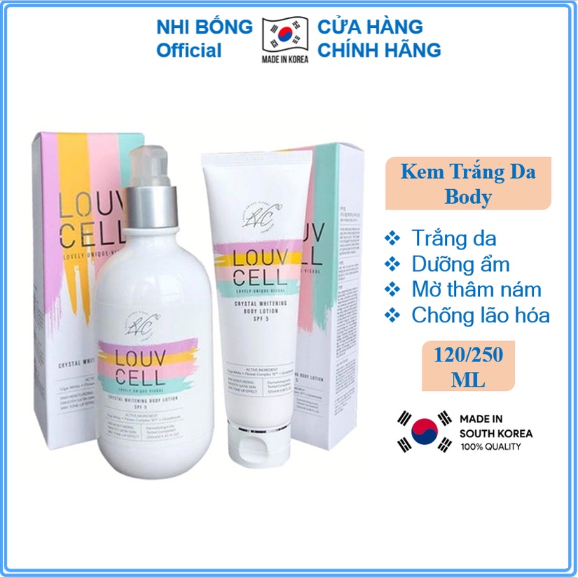 Kem trắng da - Kem dưỡng thể Body LOUV CELL chuẩn Hàn quốc 120ml / 250ml [ Cam Kết Hàng Chính Hãng]