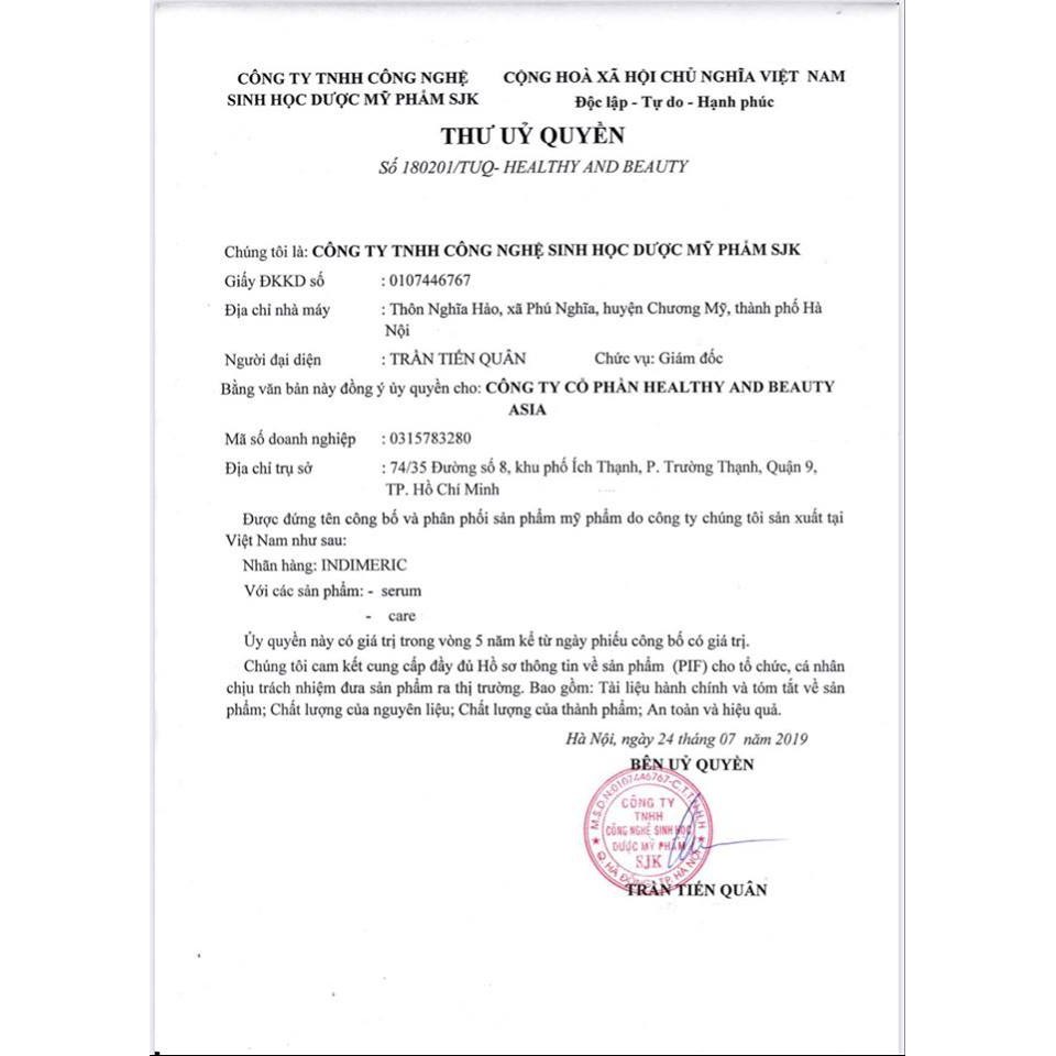 SỮA RỬA MẶT NGỪA MỤN,THÂM,TRẮNG DA SE KHÍT LỖ CHÂN LÔNG INDIMERIC | BigBuy360 - bigbuy360.vn
