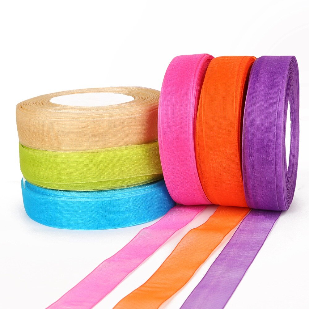 mamumull.vn Cuộn Dây Ruy Băng Vải Voan Chất Lượng Cao 20mm 50yards Dùng Để Làm Đồ Thủ Công Diy