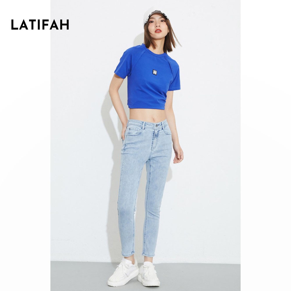 Quần dài jeans nữ co giãn LATIFAH cạp thường trơn màu xanh trắng cá tính QD024 phong cách hàn quốc
