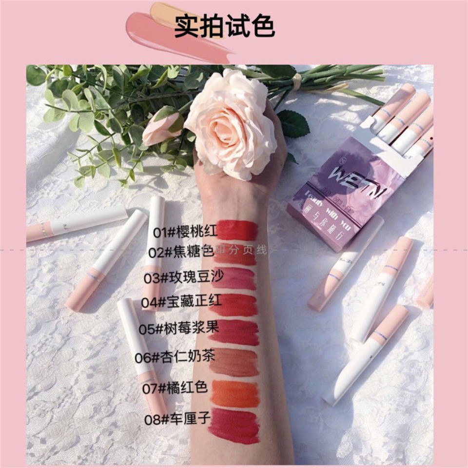Bộ 8 cây son kem lì lâu trôi dùng trang điểm chống thấm nước hiệu ứng sương khói thương hiệu WETN | BigBuy360 - bigbuy360.vn