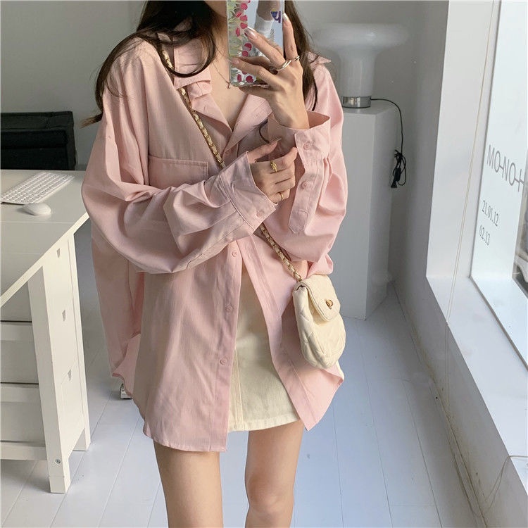 Áo sơ mi COZOK chống nắng dáng rộng thoáng khí thời trang cho nữ