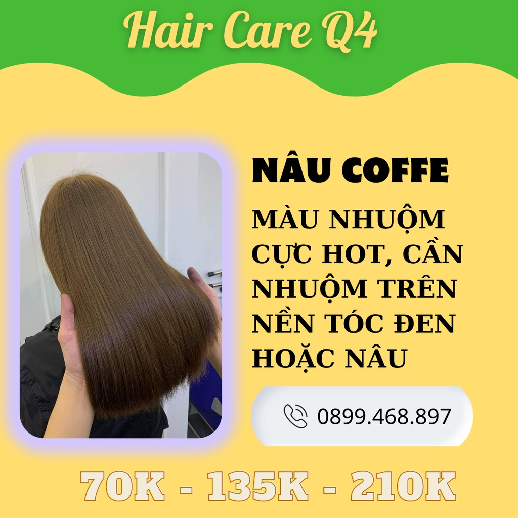 Thuốc Nhuộm tóc màu nâu COFFE, NÂU CÔNG SỞ, NÂU PHỦ BẠC, NÂU TRẦM, nhuộm tóc nâu vừa, nhuộm màu nâu sáng da-Hair CAre Q4