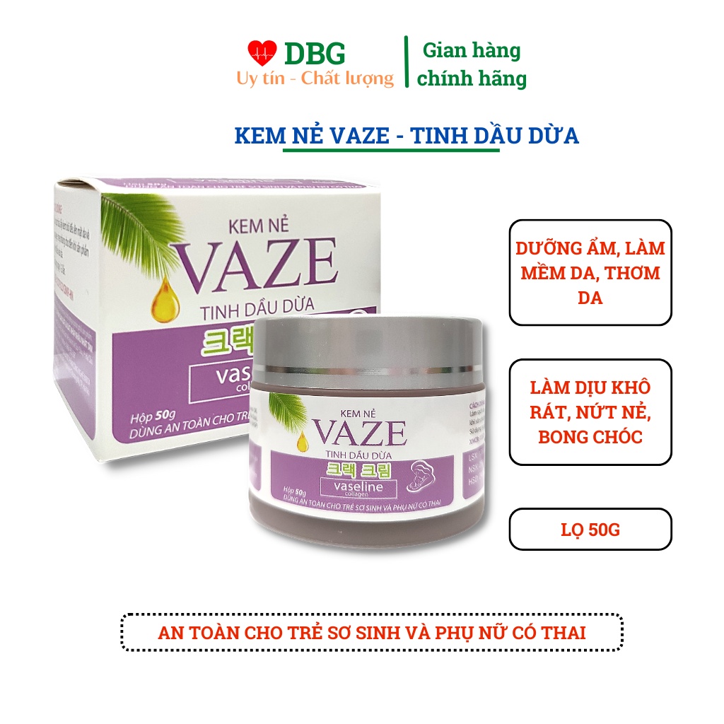 Kem dưỡng ẩm VAZE tinh dầu dừa, giảm nứt nẻ khô da, làm mềm, mịn, thơm da vaseline- Hũ 50g