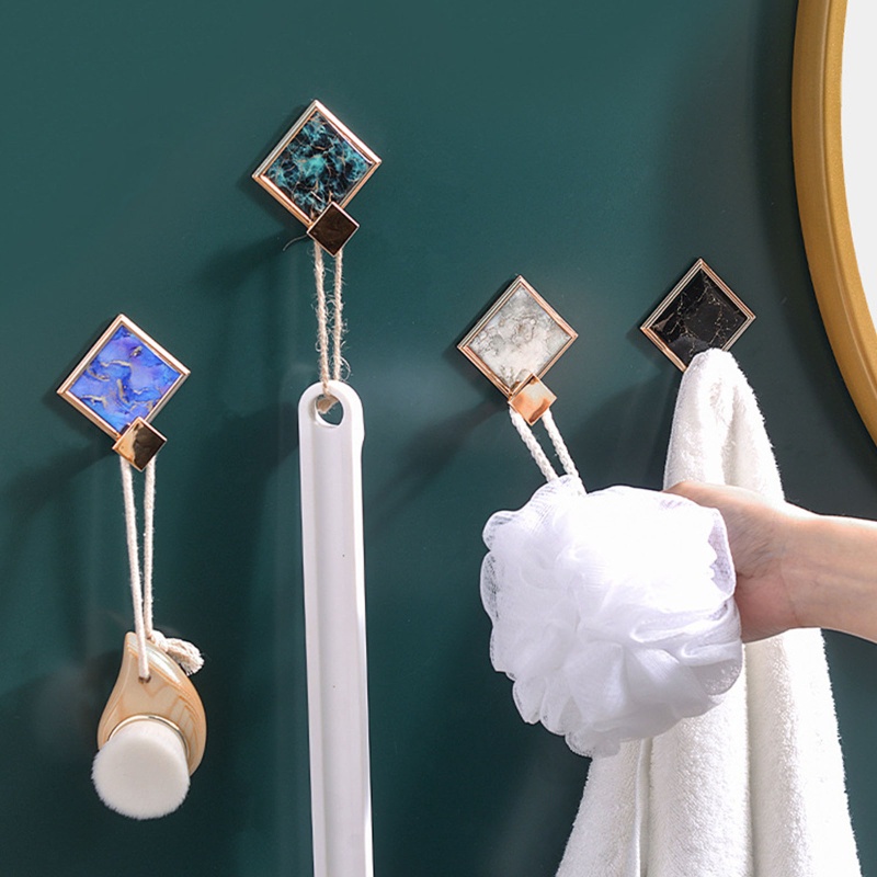 Bộ 4 Móc Treo Chìa Khóa Họa Tiết Đá Hoa Cương Màu Vàng Chống Thấm Nước Tiện Dụng Cho Nhà Bếp / Phòng Tắm
