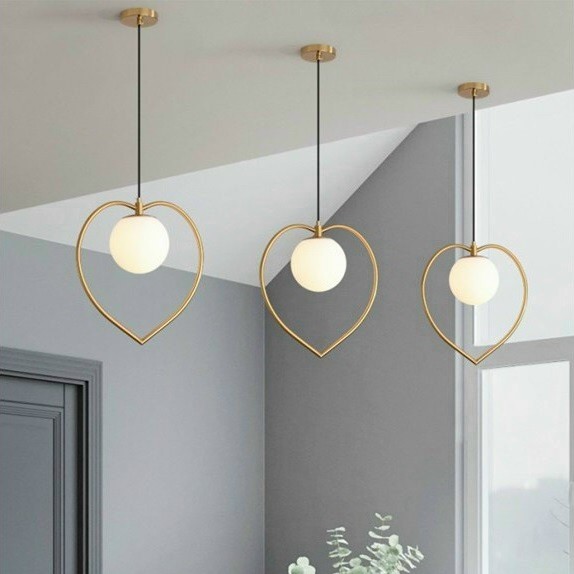 Đèn thả GUNPO chao mika khung mạ vàng hình lá sen độc đáo - 3 chế độ ánh sáng dây dài 2 mét thả tab đầu giường, bàn ăn