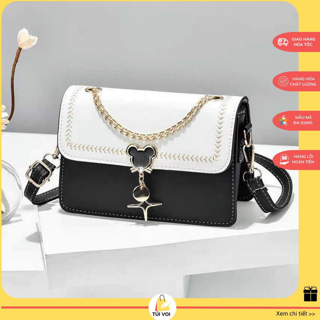Túi xách nữ dáng cặp trang trí mặt mickey dây xích phong cách trẻ trung thanh lịch TV15