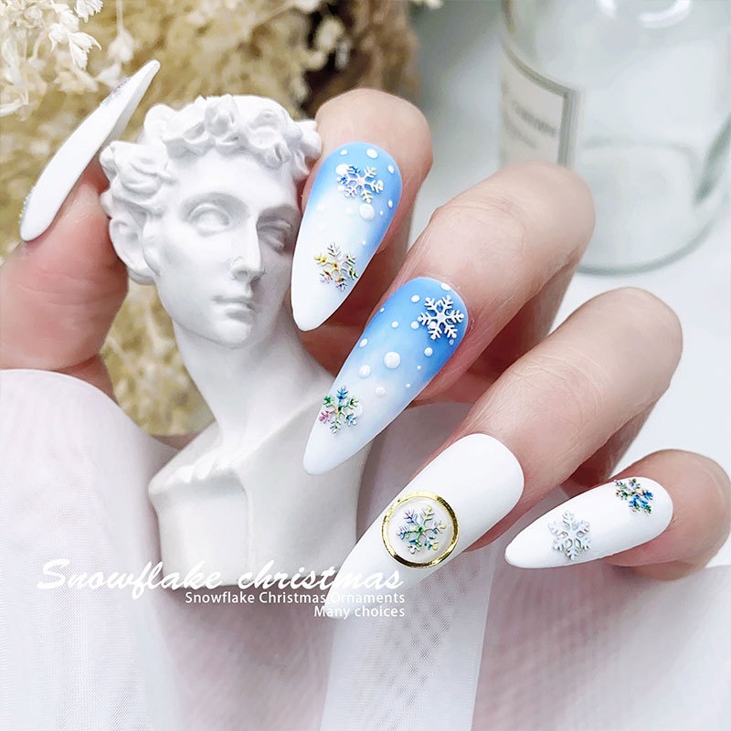 Kim Tuyến Lấp Lánh Màu Trắng Hình Tuần Lộc Giáng Sinh Nhiều Kích Cỡ Trang Trí Móng Tay Nghệ Thuật Thủ Công DIY