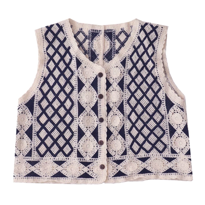 Brroa Áo Khoác Cardigan Dệt Kim Không Tay Cài Nút Họa Tiết Kim Cương Vintage Argyle Cho Nữ