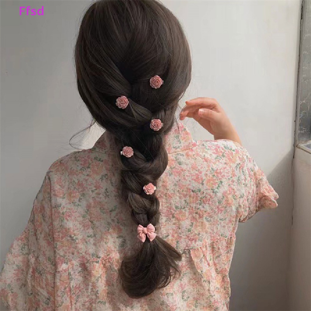 Kẹp Tóc Nơ Hoa Hồng Đào Ngọt Ngào Dễ Thương Cho Bé Gái
