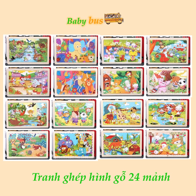 {TRANH XẾP HÌNH FUZZLE} Trang ghép hình gỗ size/ cỡ 24 mảnh, hàng đẹp, đã phân loại, ảnh thật