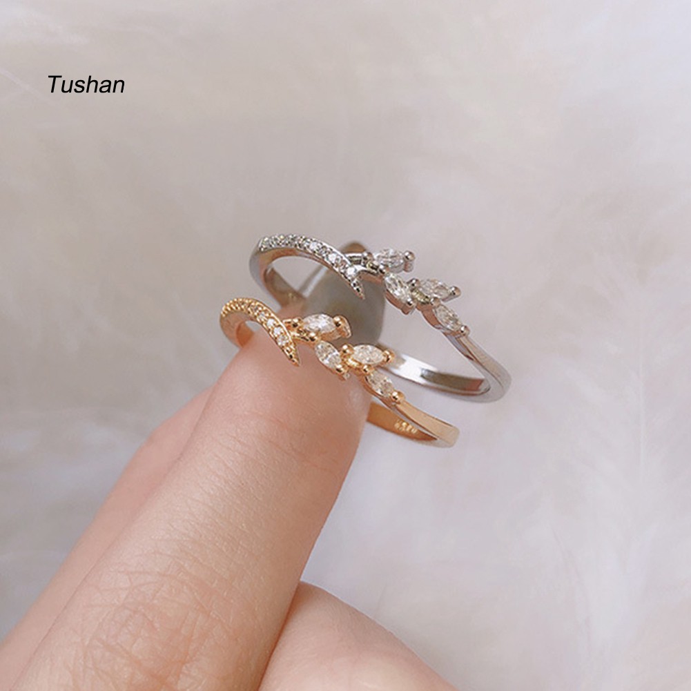 Ống Xả Khí Thải Chuyên Dụng Chất Lượng CaoNhẫn Hình Chiếc Lá Đính Đá Zircon Thời Trang Cho Nữ