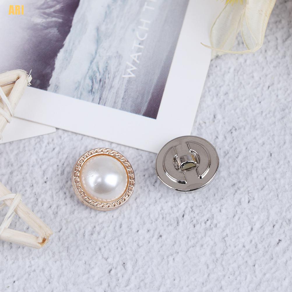 Set 10 Nút Kim Loại Đính Ngọc Trai Dùng Trang Trí Sổ Tay DIY
