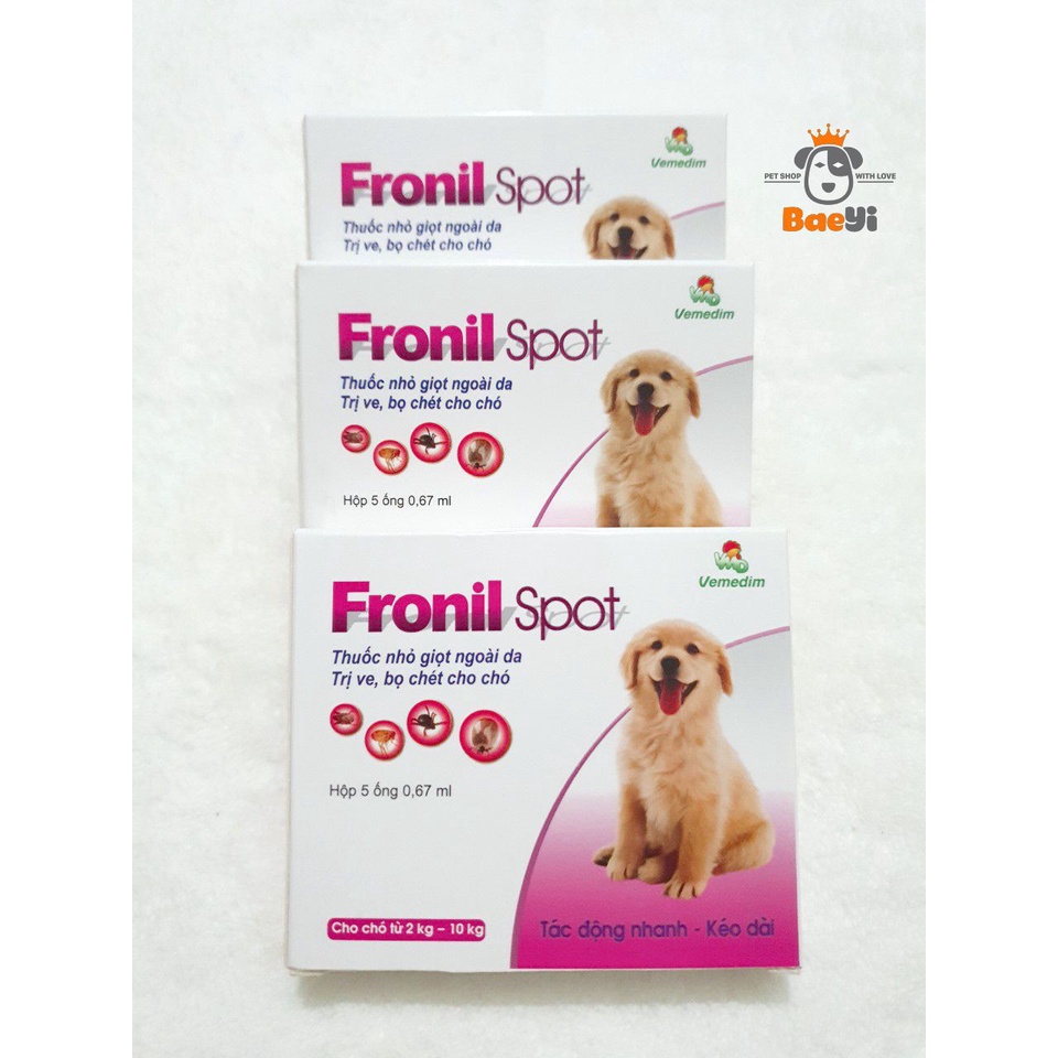 Thuốc trị ve chó mèo, nhỏ trên sống lưng Vemedim Fronil Spot 0,67ml/ống , vệ sinh cho thú cưng - BaeYi