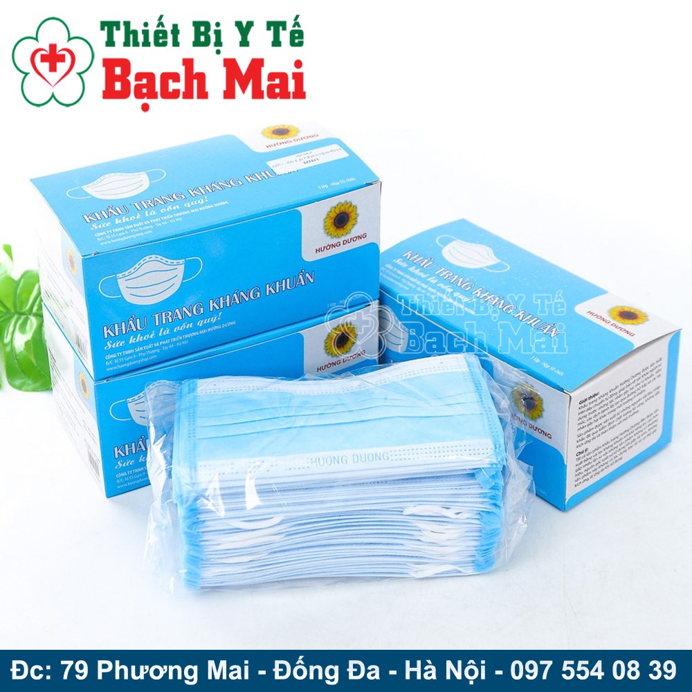 Hộp Khẩu Trang Y Tế Hướng Dương 3 Lớp Lọc [Xanh-Hộp 50 Cái] | BigBuy360 - bigbuy360.vn