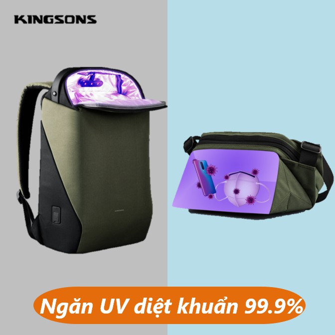 Balo laptop diệt khuẩn bằng tia UV Kingsons KS3230W - Túi đeo chéo diệt khuẩn Kingsons KS3231W