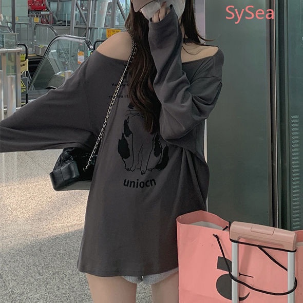 Áo Thun In Hình Mèo Dễ Thương Thời Trang Mùa Thu Quyến Rũ Dành Cho Nữ