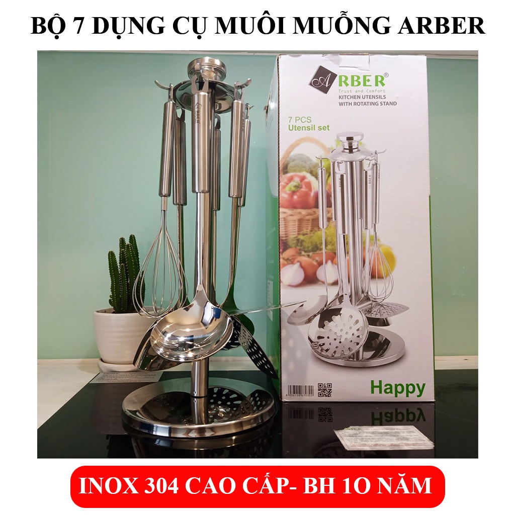 [HÀNG CHÍNH HÃNG] - Bộ muôi xẻng inox 304 cao cấp - Arber - thương hiệu Đức - nấu bếp cực bền đẹp